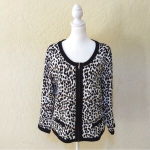 NWOT WHBM  Leopard Print Women's Sweater - Sz L